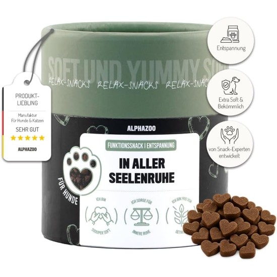 alphazoo In Aller Seelenruhe 60 g I Soft Dog Treats I Extra Soft Sedative Treats Against Stress and Anxiety I Relaxation & Anti-Stress Agent Relax Time I Dog Treats Valerian alphazoo In Aller Seelenruhe 60 g I Soft Dog Treats I Extra Soft Sedative Treats Against Stress and Anxiety I Relaxation & Anti-Stress Agent Relax Time I Dog Treats Valerian