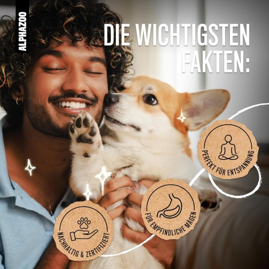 alphazoo In Aller Seelenruhe 60 g I Soft Dog Treats I Extra Soft Sedative Treats Against Stress and Anxiety I Relaxation & Anti-Stress Agent Relax Time I Dog Treats Valerian alphazoo In Aller Seelenruhe 60 g I Soft Dog Treats I Extra Soft Sedative Treats Against Stress and Anxiety I Relaxation & Anti-Stress Agent Relax Time I Dog Treats Valerian