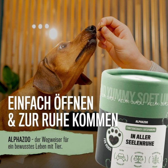 alphazoo In Aller Seelenruhe 60 g I Soft Dog Treats I Extra Soft Sedative Treats Against Stress and Anxiety I Relaxation & Anti-Stress Agent Relax Time I Dog Treats Valerian alphazoo In Aller Seelenruhe 60 g I Soft Dog Treats I Extra Soft Sedative Treats Against Stress and Anxiety I Relaxation & Anti-Stress Agent Relax Time I Dog Treats Valerian