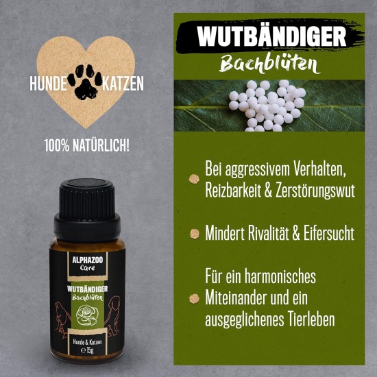 alphazoo Seelenruhe Anti-Stress Bach Flowers for Dogs and Cats 15 g I Globules Calming Tablets Against Hustle and Stress I Natural Soothing Agent alphazoo Seelenruhe Anti-Stress Bach Flowers for Dogs and Cats 15 g I Globules Calming Tablets Against Hustle and Stress I Natural Soothing Agent