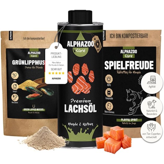 alphazoo Seelenruhe Combi Dogs, Calming Tablets, Oil for Dogs & Bach Flowers, Soothing, Relaxing & Against Stress, Natural & Relax alphazoo Seelenruhe Combi Dogs, Calming Tablets, Oil for Dogs & Bach Flowers, Soothing, Relaxing & Against Stress, Natural & Relax