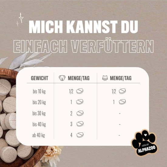 alphazoo Seelenruhe Natural Soothing Agent for Dogs, 120 x Tablets with Hemp Oil and Valerian, Against Stress and Anxiety, For More Relaxation alphazoo Seelenruhe Natural Soothing Agent for Dogs, 120 x Tablets with Hemp Oil and Valerian, Against Stress and Anxiety, For More Relaxation