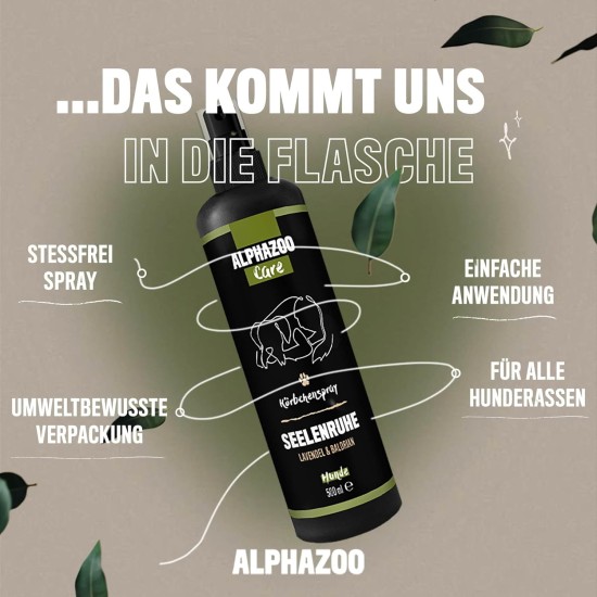 alphazoo Soothing Agent for Dogs I Peace of Mind Soothing Spray 100 ml with Valerian I Soothing for Car Trips, Travel, New Year's Eve & Being Alone I Strong Spray with Fragrance Against Stress I High alphazoo Soothing Agent for Dogs I Peace of Mind Soothing Spray 100 ml with Valerian I Soothing for Car Trips, Travel, New Year's Eve & Being Alone I Strong Spray with Fragrance Against Stress I High
