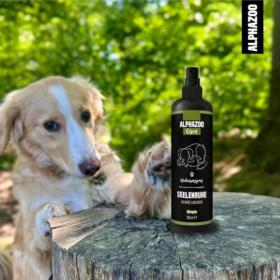 alphazoo Soothing Agent for Dogs I Peace of Mind Soothing Spray 100 ml with Valerian I Soothing for Car Trips, Travel, New Year's Eve & Being Alone I Strong Spray with Fragrance Against Stress I High alphazoo Soothing Agent for Dogs I Peace of Mind Soothing Spray 100 ml with Valerian I Soothing for Car Trips, Travel, New Year's Eve & Being Alone I Strong Spray with Fragrance Against Stress I High