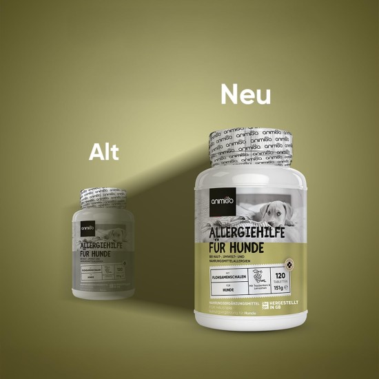 animigo Allergiehilfe für Hunde - 120 Allergie Tabletten für Haut-, Umwelt- & Nahrungsmittelallergien - Mit Kurkuma, Flohsamenschalen, Leinsamen, Traubenkernextrakt, Kürbiskern, Mit Huhn Geschmack animigo Allergiehilfe für Hunde - 120 Allergie Tabletten für Haut-, Umwelt- & Nahrungsmittelallergien - Mit Kurkuma, Flohsamenschalen, Leinsamen, Traubenkernextrakt, Kürbiskern, Mit Huhn Geschmack