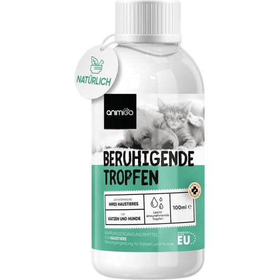 animigo Soothing Agent for Dogs & Cats - 100 ml Relaxation & Anti-Stress Agent for Pets - With L Tryptophan, Vitamin D3, Zinc, Taurine - Serenity for Stress, Fireworks, Restlessness & Travel animigo Soothing Agent for Dogs & Cats - 100 ml Relaxation & Anti-Stress Agent for Pets - With L Tryptophan, Vitamin D3, Zinc, Taurine - Serenity for Stress, Fireworks, Restlessness & Travel