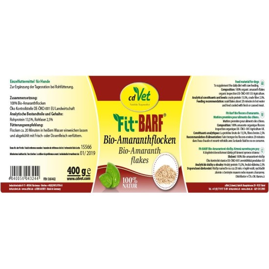 cdVet Fit-BARF Bio-Amaranth Flakes Dog Food, 400 g cdVet Fit-BARF Bio-Amaranth Flakes Dog Food, 400 g