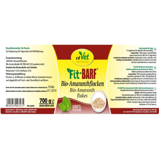 cdVet Fit-BARF Bio-Amaranth Flakes Dog Food, 700 g cdVet Fit-BARF Bio-Amaranth Flakes Dog Food, 700 g