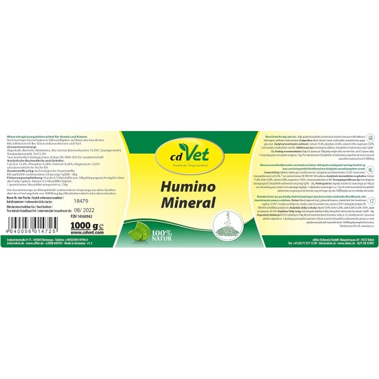 cdVet Naturprodukte HuminoMineral 1 kg - Dog, Cat - Mineral Supplement Feed - Gastrointestinal Regulation - Vitamin + Mineral Supplier - High Zinc + Magnesium Content - Cell Protection - Health - cdVet Naturprodukte HuminoMineral 1 kg - Dog, Cat - Mineral Supplement Feed - Gastrointestinal Regulation - Vitamin + Mineral Supplier - High Zinc + Magnesium Content - Cell Protection - Health -