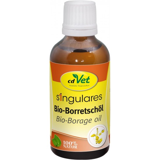 cdVet Naturprodukte Singulares Organic Borage Oil 50 ml - Dog, Cat - Supports Natural Hormone Balance + Metabolism + Skin Metabolism - Rich in Unsaturated Fatty Acids - 100% Organic