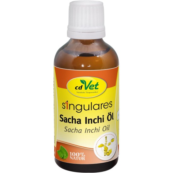 cdVet Naturprodukte Singulares Sacha Inchi Oil 50 ml - Dog, Cat - Food Supplement - High Digestibility - Rich in Vitamin A+E - Omega 3, Omega 6, Omega 9 Fatty Acids - 100% Natural