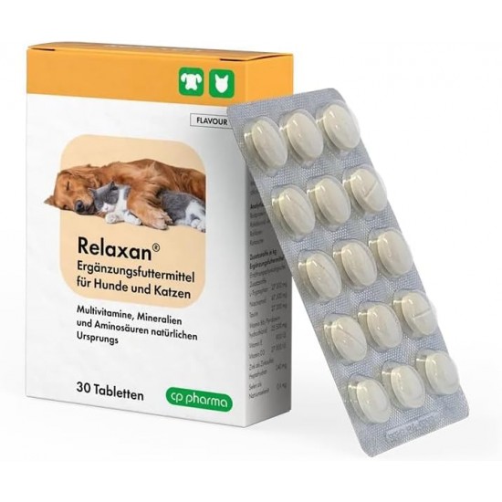 cp-pharma Relaxan | Double Pack | 2 x 30 Tablets | Supplementary Feed for Dogs & Cats | Multivitamins, Minerals and Amino Acids | Support for Stress Situations cp-pharma Relaxan | Double Pack | 2 x 30 Tablets | Supplementary Feed for Dogs & Cats | Multivitamins, Minerals and Amino Acids | Support for Stress Situations