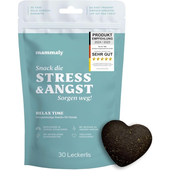 mammaly Calming Agent for Dogs Relax Time Test Set - Peace of Mind for Anti-Stress Moments such as Car Trip New Year's Eve - Delicious Dog Snacks with Valerian & Probiotics for Relaxation & Soothing mammaly Calming Agent for Dogs Relax Time Test Set - Peace of Mind for Anti-Stress Moments such as Car Trip New Year's Eve - Delicious Dog Snacks with Valerian & Probiotics for Relaxation & Soothing