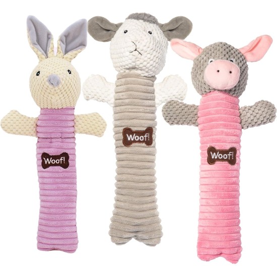 2-in-1 Squeaky Dog Toy with Soft, Durable Fabric for Small, Medium and Large Pets - No Filling for Playing Around the House, 4 Figures, Size L 2-in-1 Squeaky Dog Toy with Soft, Durable Fabric for Small, Medium and Large Pets - No Filling for Playing Around the House, 4 Figures, Size L