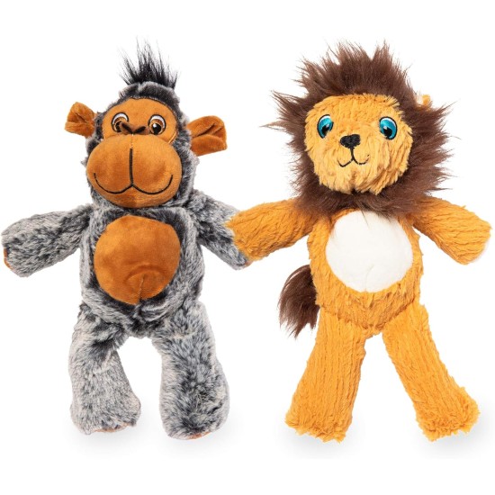2-in-1 Squeaky Dog Toy with Soft, Durable Fabric for Small, Medium and Large Pets - No Filling for Playing Around the House, 4 Figures, Size L 2-in-1 Squeaky Dog Toy with Soft, Durable Fabric for Small, Medium and Large Pets - No Filling for Playing Around the House, 4 Figures, Size L