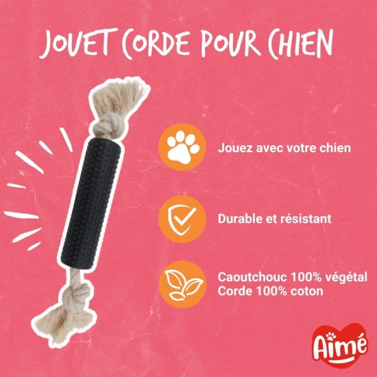 Aimé Dog Toy - Cronos Series - Interactive Dog Toy - Rope for Dogs - with a Container for Treats for Dogs - Vegetable and Natural - 15 cm - Toy Very Robust - Made Aimé Dog Toy - Cronos Series - Interactive Dog Toy - Rope for Dogs - with a Container for Treats for Dogs - Vegetable and Natural - 15 cm - Toy Very Robust - Made