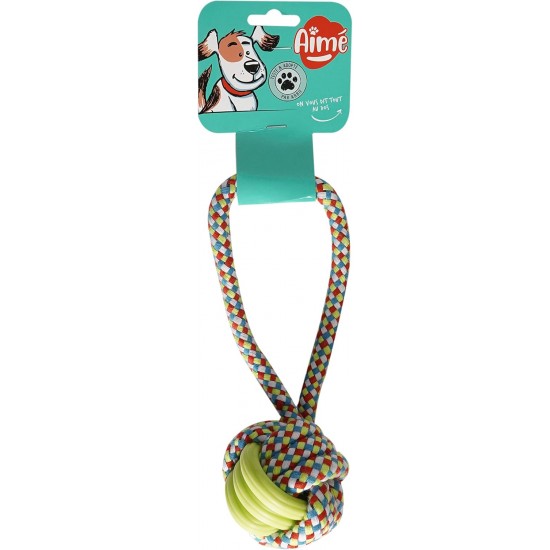Aimé MIX Ball on Rope Durable Dog Bite Toy 23 cm Aimé MIX Ball on Rope Durable Dog Bite Toy 23 cm