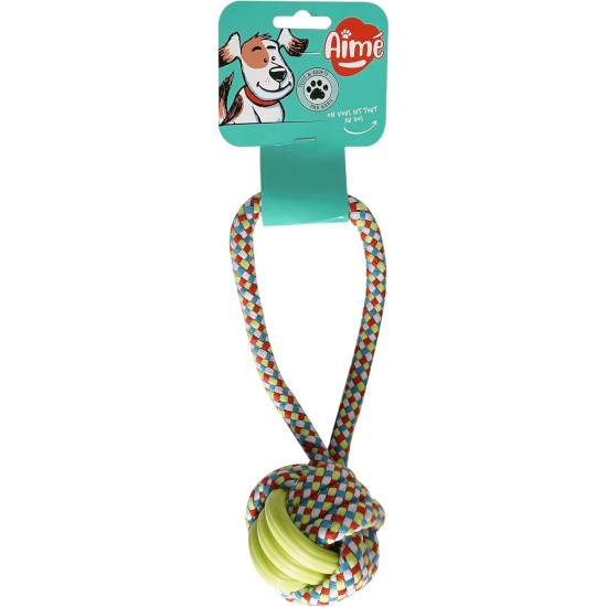 Aimé MIX Ball on Rope Durable Dog Bite Toy 23 cm Aimé MIX Ball on Rope Durable Dog Bite Toy 23 cm