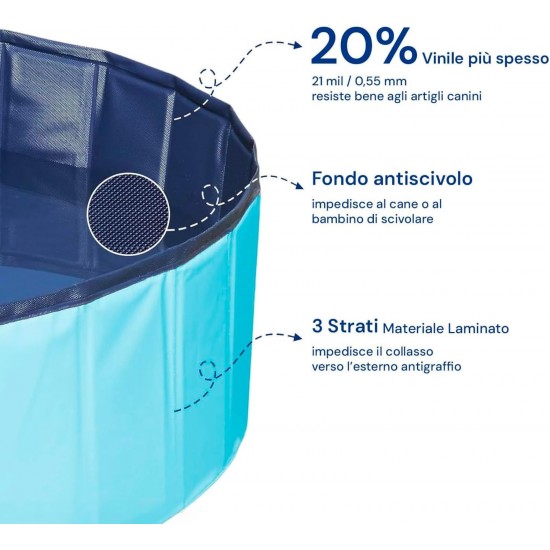 Avilia Folding Pool for Dogs, Refreshing and Non-Slip, 120 x 30 cm, Scratch-Resistant PVC with Drain Plug, Ideal for Summer and Pets Avilia Folding Pool for Dogs, Refreshing and Non-Slip, 120 x 30 cm, Scratch-Resistant PVC with Drain Plug, Ideal for Summer and Pets