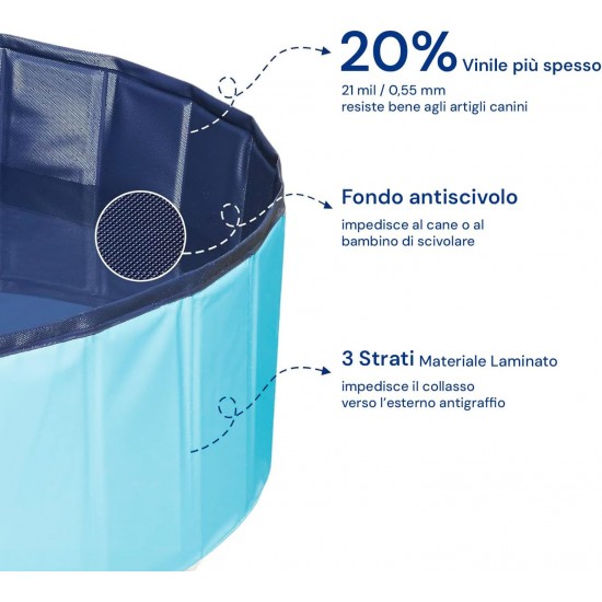 Avilia Folding Pool for Dogs, Refreshing and Non-Slip, 120 x 30 cm, Scratch-Resistant PVC with Drain Plug, Ideal for Summer and Pets Avilia Folding Pool for Dogs, Refreshing and Non-Slip, 120 x 30 cm, Scratch-Resistant PVC with Drain Plug, Ideal for Summer and Pets