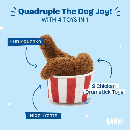 Barkbox 2 in 1 Interactive Plush Dog Toy - Rip and Reveal Dog Toy for Medium & Large Dogs - Stimulating Squeaky Pet Enrichment and Puppy Toy | Bucket o'Fried Barkbox 2 in 1 Interactive Plush Dog Toy - Rip and Reveal Dog Toy for Medium & Large Dogs - Stimulating Squeaky Pet Enrichment and Puppy Toy | Bucket o'Fried