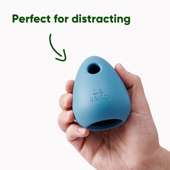Beco Dog Toy - Boredom Buster Enrichment Toy for Dogs, Interactive Treat Ball, Natural Rubber - Blue Beco Dog Toy - Boredom Buster Enrichment Toy for Dogs, Interactive Treat Ball, Natural Rubber - Blue