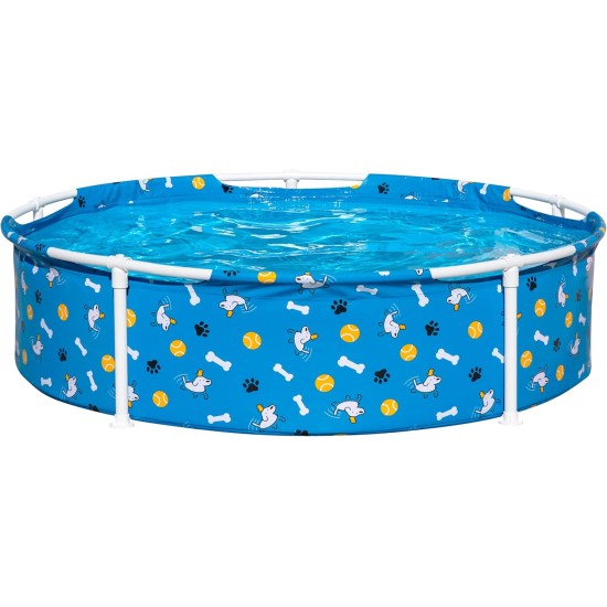 Bestway Frame Pool Paw for Pets, Diameter 122 x 30.5 cm, 292 L, 3-Layer TriTech Material, Corrosion Protection, Non-Stick Coating, Playful Design, Easy Assembly, Drain Valve, Repair Patch Bestway Frame Pool Paw for Pets, Diameter 122 x 30.5 cm, 292 L, 3-Layer TriTech Material, Corrosion Protection, Non-Stick Coating, Playful Design, Easy Assembly, Drain Valve, Repair Patch