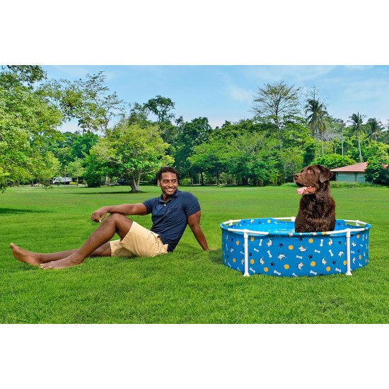 Bestway Frame Pool Paw for Pets, Diameter 122 x 30.5 cm, 292 L, 3-Layer TriTech Material, Corrosion Protection, Non-Stick Coating, Playful Design, Easy Assembly, Drain Valve, Repair Patch Bestway Frame Pool Paw for Pets, Diameter 122 x 30.5 cm, 292 L, 3-Layer TriTech Material, Corrosion Protection, Non-Stick Coating, Playful Design, Easy Assembly, Drain Valve, Repair Patch