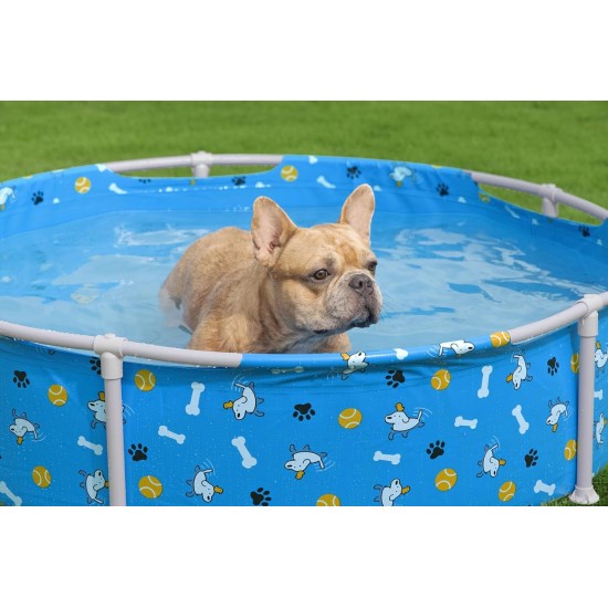 Bestway Frame Pool Paw for Pets, Diameter 122 x 30.5 cm, 292 L, 3-Layer TriTech Material, Corrosion Protection, Non-Stick Coating, Playful Design, Easy Assembly, Drain Valve, Repair Patch Bestway Frame Pool Paw for Pets, Diameter 122 x 30.5 cm, 292 L, 3-Layer TriTech Material, Corrosion Protection, Non-Stick Coating, Playful Design, Easy Assembly, Drain Valve, Repair Patch