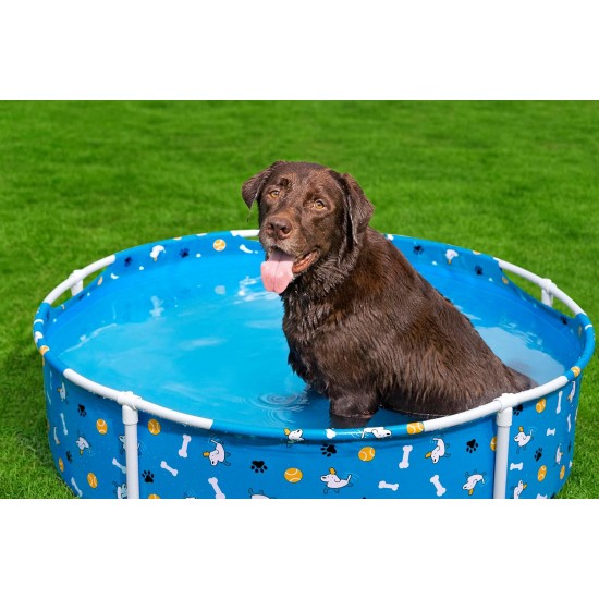 Bestway Frame Pool Paw for Pets, Diameter 122 x 30.5 cm, 292 L, 3-Layer TriTech Material, Corrosion Protection, Non-Stick Coating, Playful Design, Easy Assembly, Drain Valve, Repair Patch Bestway Frame Pool Paw for Pets, Diameter 122 x 30.5 cm, 292 L, 3-Layer TriTech Material, Corrosion Protection, Non-Stick Coating, Playful Design, Easy Assembly, Drain Valve, Repair Patch