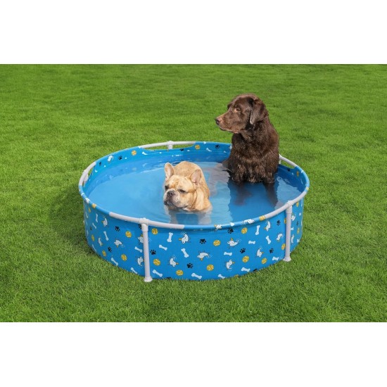 Bestway Frame Pool Paw for Pets, Diameter 122 x 30.5 cm, 292 L, 3-Layer TriTech Material, Corrosion Protection, Non-Stick Coating, Playful Design, Easy Assembly, Drain Valve, Repair Patch Bestway Frame Pool Paw for Pets, Diameter 122 x 30.5 cm, 292 L, 3-Layer TriTech Material, Corrosion Protection, Non-Stick Coating, Playful Design, Easy Assembly, Drain Valve, Repair Patch