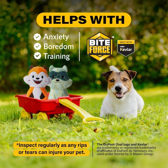 Bite Force Wildlife - Durable Plush Dog Toy - Dog Toy Made with Kevlar, Multi-layer and Reinforced Stitching Squeaker for Interactive Play. Ideal for Strong Chewers (Fox) Bite Force Wildlife - Durable Plush Dog Toy - Dog Toy Made with Kevlar, Multi-layer and Reinforced Stitching Squeaker for Interactive Play. Ideal for Strong Chewers (Fox)