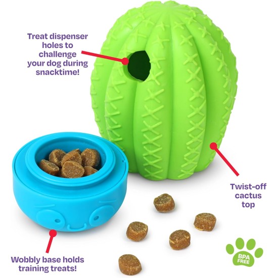 BrightKins Cactus Surprise! Treat Dispenser Treat Puzzle for Pets, Interactive Dog Toy, Treat Dispenser, Interactive Slow Feeding Game, Pack of 2 BrightKins Cactus Surprise! Treat Dispenser Treat Puzzle for Pets, Interactive Dog Toy, Treat Dispenser, Interactive Slow Feeding Game, Pack of 2