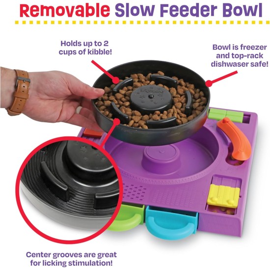 BrightKins DJ Doggo Puzzle Feeder, 2-in-1 Anti-Sling Feeding Bowl and Interactive Toy, Non-Slip Puzzle Feeder for Mental Stimulation BrightKins DJ Doggo Puzzle Feeder, 2-in-1 Anti-Sling Feeding Bowl and Interactive Toy, Non-Slip Puzzle Feeder for Mental Stimulation
