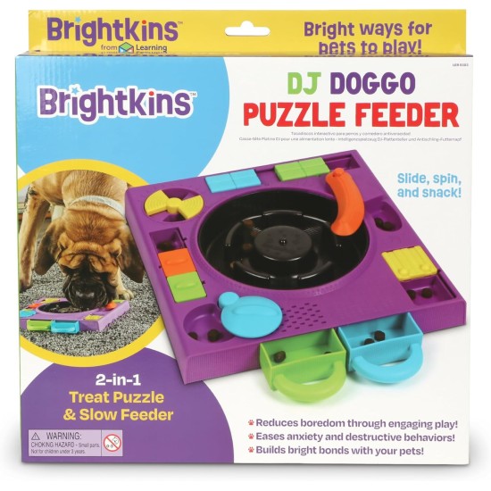 BrightKins DJ Doggo Puzzle Feeder, 2-in-1 Anti-Sling Feeding Bowl and Interactive Toy, Non-Slip Puzzle Feeder for Mental Stimulation BrightKins DJ Doggo Puzzle Feeder, 2-in-1 Anti-Sling Feeding Bowl and Interactive Toy, Non-Slip Puzzle Feeder for Mental Stimulation