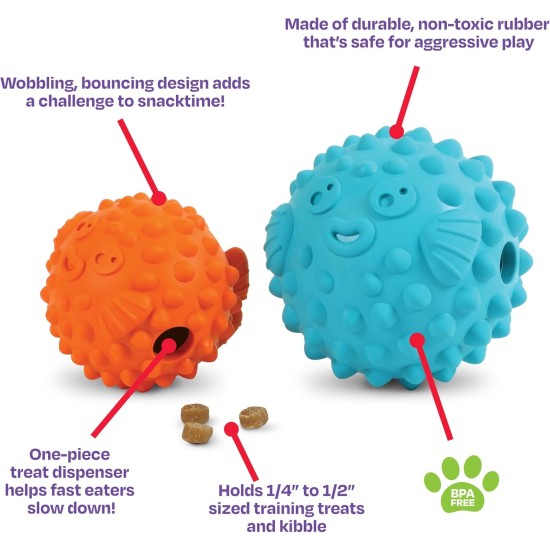 Brightkins Treat Ball Large Puffer Fish, Treat Dispenser Dog Game for Large Dogs, Interactive Dog Game for Boredom, Stimulating Brain Game, Dog Gifts, Dog Game for Birthday Brightkins Treat Ball Large Puffer Fish, Treat Dispenser Dog Game for Large Dogs, Interactive Dog Game for Boredom, Stimulating Brain Game, Dog Gifts, Dog Game for Birthday