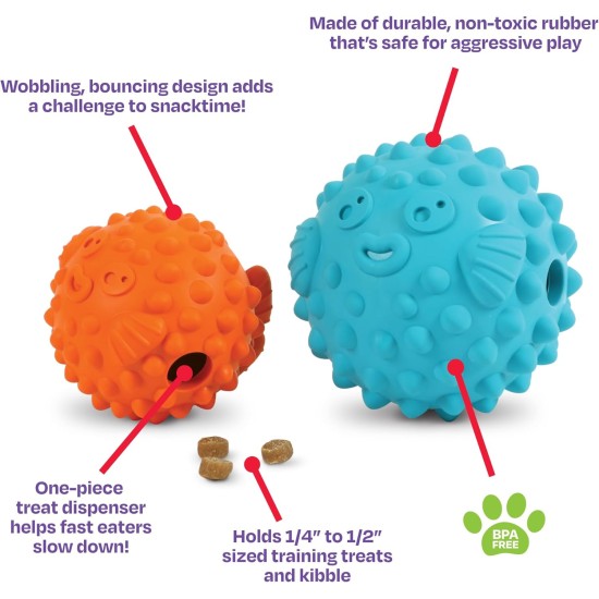 Brightkins Treat Ball Large Puffer Fish, Treat Dispenser Dog Game for Large Dogs, Interactive Dog Game for Boredom, Stimulating Brain Game, Dog Gifts, Dog Game for Birthday Brightkins Treat Ball Large Puffer Fish, Treat Dispenser Dog Game for Large Dogs, Interactive Dog Game for Boredom, Stimulating Brain Game, Dog Gifts, Dog Game for Birthday
