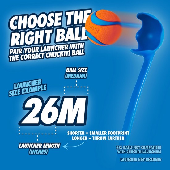 Chuckit! - Classic 26M ball launcher - Ball launcher for dogs - Ergonomic rubber handle - Soft, durable plastic launcher - Compatible with medium ball - Length 66 cm Chuckit! - Classic 26M ball launcher - Ball launcher for dogs - Ergonomic rubber handle - Soft, durable plastic launcher - Compatible with medium ball - Length 66 cm