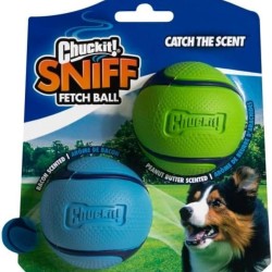 Chuckit! - Sniff Fetch Ball Duo - 2 dog tracking balls - 2 balls with bacon and peanut butter scent - Robust ball with thick core - Size: Medium - Diameter: 6.5 cm Chuckit! - Sniff Fetch Ball Duo - 2 dog tracking balls - 2 balls with bacon and peanut butter scent - Robust ball with thick core - Size: Medium - Diameter: 6.5 cm