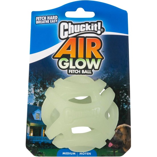 Chuckit! Air Glow Ball - Phosphorescent Toy for Dogs - Recovery Ball for - Makes Air Circulation Easier for Dogs - Medium Size - Diameter 6.5cm - Pack of 2 Balls Chuckit! Air Glow Ball - Phosphorescent Toy for Dogs - Recovery Ball for - Makes Air Circulation Easier for Dogs - Medium Size - Diameter 6.5cm - Pack of 2 Balls