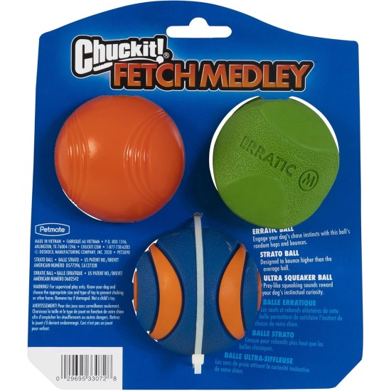 Chuckit! CH2050520 Fetch Medley Balls Medium Set of 3 Chuckit! CH2050520 Fetch Medley Balls Medium Set of 3