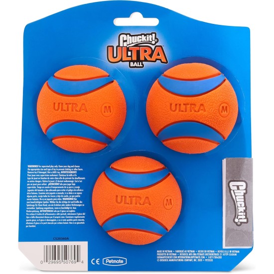 Chuckit! Ultra Ball Dog Toy Ball Durable Rubber High Bounce Floating Chuck It Launcher Compatible Toy Balls for Dogs 3 Pack Medium Chuckit! Ultra Ball Dog Toy Ball Durable Rubber High Bounce Floating Chuck It Launcher Compatible Toy Balls for Dogs 3 Pack Medium