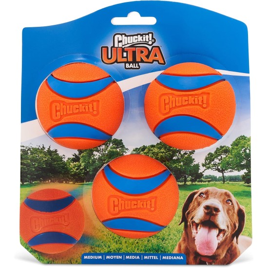 Chuckit! Ultra Ball Dog Toy Ball Durable Rubber High Bounce Floating Chuck It Launcher Compatible Toy Balls for Dogs 3 Pack Medium Chuckit! Ultra Ball Dog Toy Ball Durable Rubber High Bounce Floating Chuck It Launcher Compatible Toy Balls for Dogs 3 Pack Medium