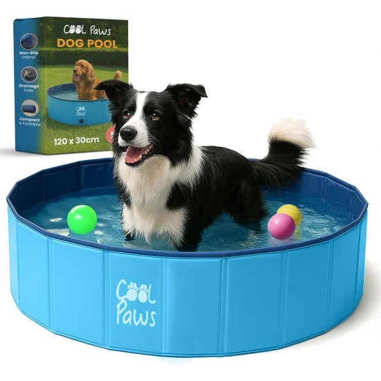 Cool Paws Collapsible Dog Pool 80 x 30 cm - Foldable Plastic Paddling Pool for Dogs and Cats Leakproof Indoor Outdoor Portable Kids Pool (Blue, Small) Cool Paws Collapsible Dog Pool 80 x 30 cm - Foldable Plastic Paddling Pool for Dogs and Cats Leakproof Indoor Outdoor Portable Kids Pool (Blue, Small)