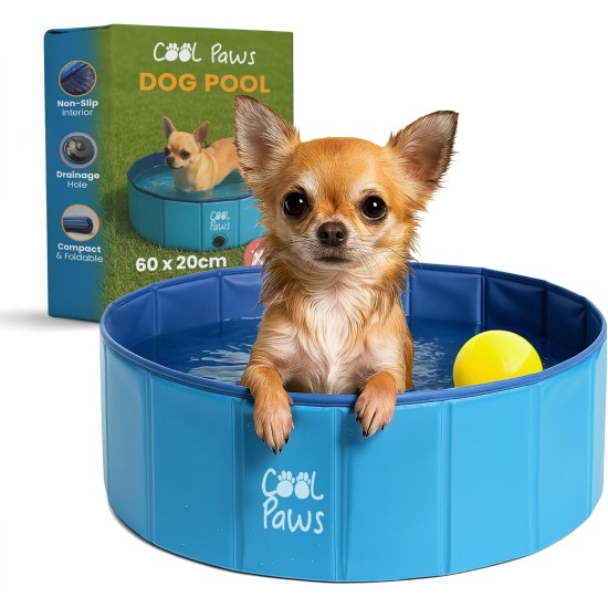 Cool Paws Collapsible Dog Pool 80 x 30 cm - Foldable Plastic Paddling Pool for Dogs and Cats Leakproof Indoor Outdoor Portable Kids Pool (Blue, Small) Cool Paws Collapsible Dog Pool 80 x 30 cm - Foldable Plastic Paddling Pool for Dogs and Cats Leakproof Indoor Outdoor Portable Kids Pool (Blue, Small)