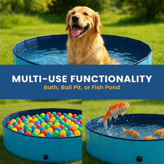 Cool Paws Collapsible Dog Pool 80 x 30 cm - Foldable Plastic Paddling Pool for Dogs and Cats Leakproof Indoor Outdoor Portable Kids Pool (Blue, Small) Cool Paws Collapsible Dog Pool 80 x 30 cm - Foldable Plastic Paddling Pool for Dogs and Cats Leakproof Indoor Outdoor Portable Kids Pool (Blue, Small)