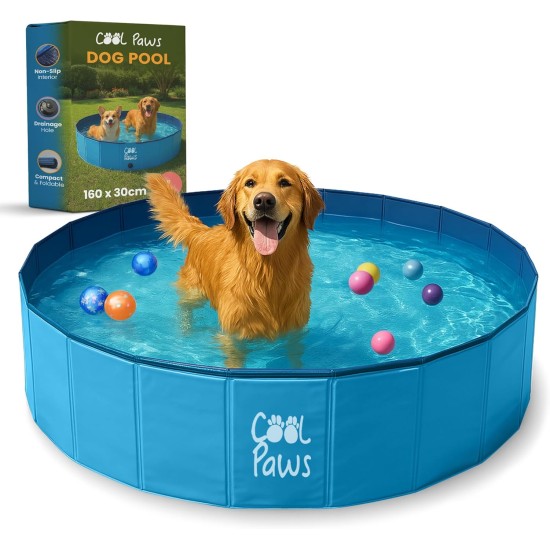 Cool Paws Collapsible Dog Pool 80 x 30 cm - Foldable Plastic Paddling Pool for Dogs and Cats Leakproof Indoor Outdoor Portable Kids Pool (Blue, Small) Cool Paws Collapsible Dog Pool 80 x 30 cm - Foldable Plastic Paddling Pool for Dogs and Cats Leakproof Indoor Outdoor Portable Kids Pool (Blue, Small)
