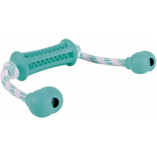 Denta Fun stick with rope, natural rubber, 9 cm/37 cm - MINT FLAVOUR, Massages the gums!