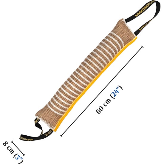 Dingo 10553-2 Jute Teething Sausage 2 Handles Reinforced Dog Training Game with Dog Fetch Training Handmade Length 60 cm Natural Colour Dingo 10553-2 Jute Teething Sausage 2 Handles Reinforced Dog Training Game with Dog Fetch Training Handmade Length 60 cm Natural Colour