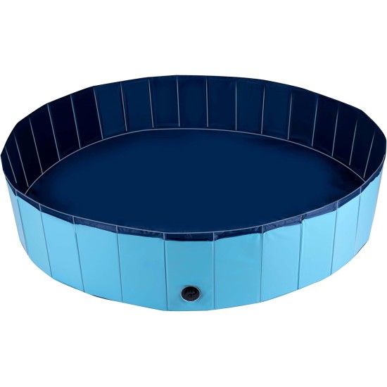 Dog Pool - 160 x 30 cm - Large Dog Breeds - Foldable - Non-Slip Base - with Drain Valve - Blue Dog Pool - 160 x 30 cm - Large Dog Breeds - Foldable - Non-Slip Base - with Drain Valve - Blue